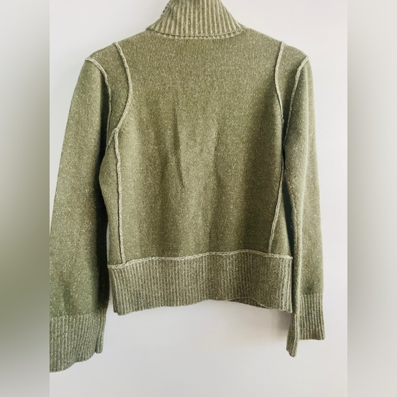 Paraphrase Lambswool Angora Zip Cardigan Sweater Marled Green Warm Sz Large - Picture 3 of 12